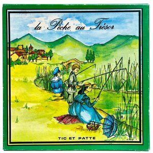 Vintage La Peche Au Tresor Tic Et Patte French Fishing Game Wooden Magnet
